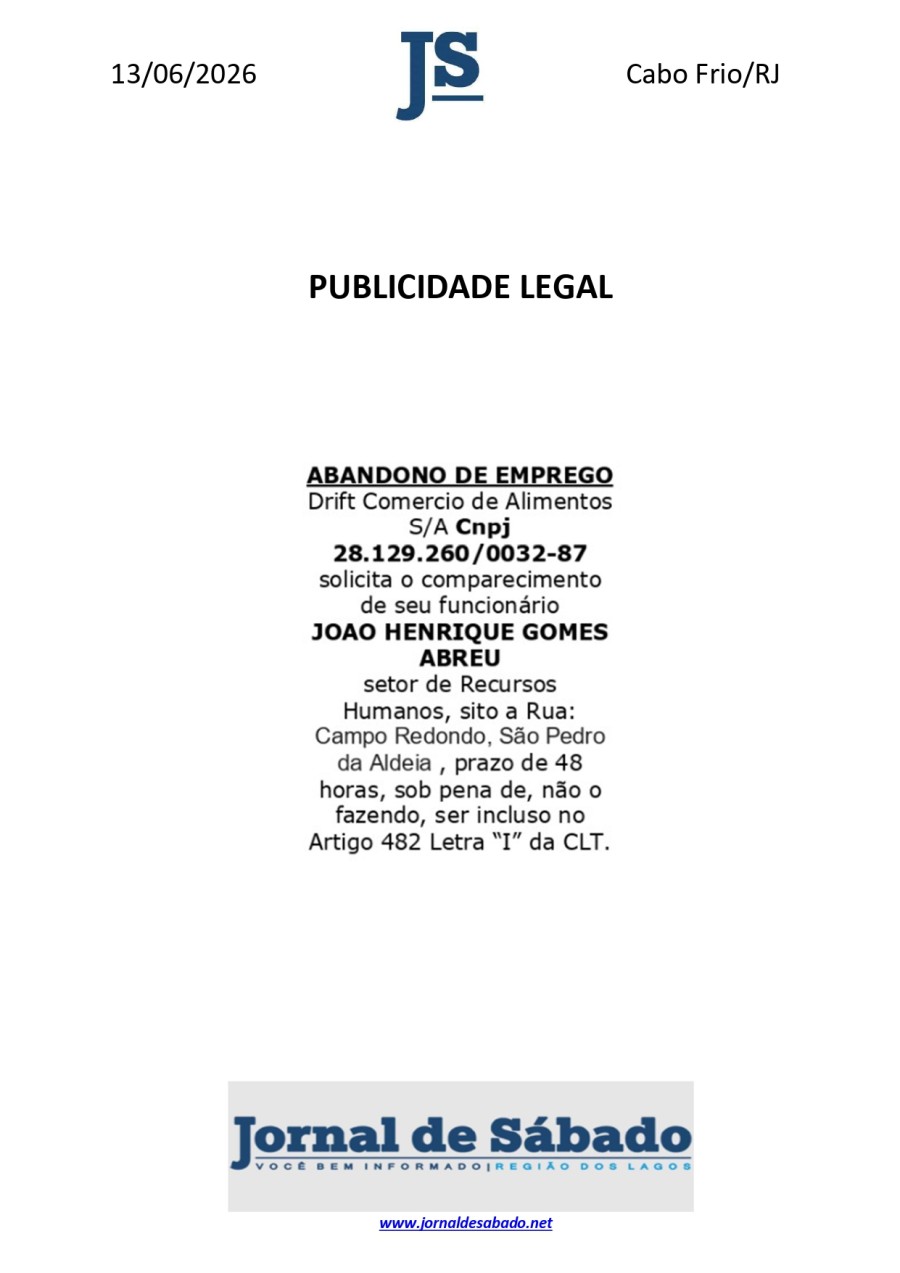 Abandono de Emprego: DRIFT COMERCIO DE ALIMENTOS S/A – 13/06/2026